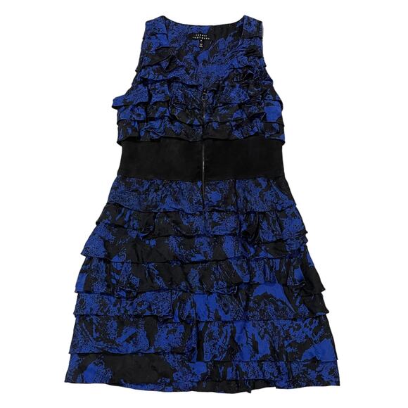 Robert Rodriguez Silk Tiered Sleeveless Dress - Blue/Black - 10 - Picture 1 of 13